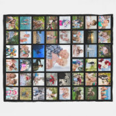 45写真ミニマルコラージュのテンプレートカスタムあなたのテキスト フリースブランケット (正面(横))