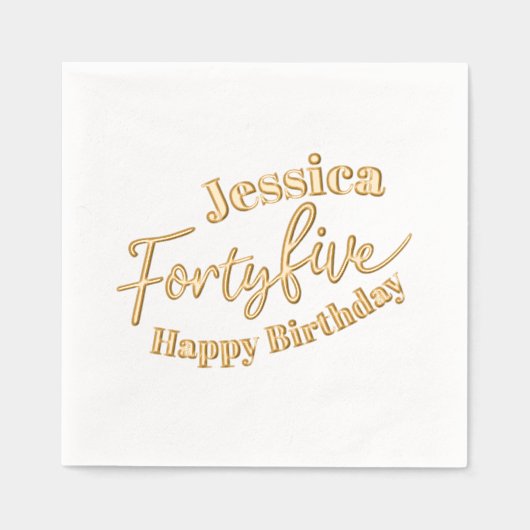 45台本45番目の誕生日カスタム金ゴールド 箔ナプキン (正面)