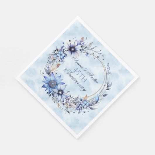 45周年と65周年のサファイア記念紙ナプキン スタンダードランチョンナプキン (角)