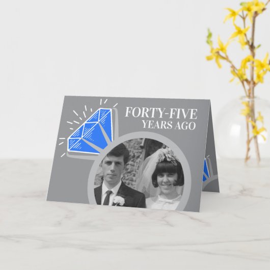 45周年のサファイアリング、その後写真 カード (黄色い花)