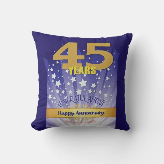 45周年カスタムネーム12ステップ記念大数字 クッション (正面)