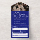 45周年サファイア婚記念日の食事会 RSVP 写真 オールインワン招待状 (内側)