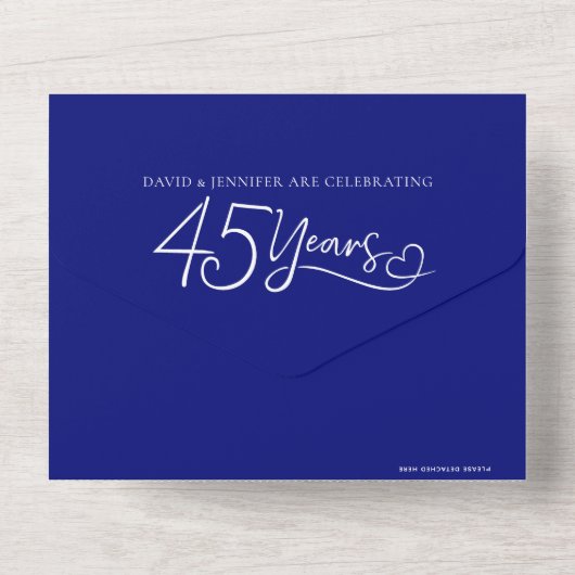 45周年サファイア婚記念日の食事会 RSVP 写真 オールインワン招待状 (裏面)