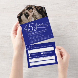 45周年サファイア婚記念日の食事会  RSVP 写真 オールインワン招待状