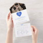 45周年サファイア婚記念日ハート青写真 オールインワン招待状 (貼ってはがせる)