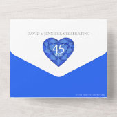 45周年サファイア婚記念日ハート青写真 オールインワン招待状 (裏面)