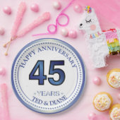45周年サファイア結婚記念パーティー装飾 ペーパープレート (パーティー)