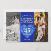 45周年サファイア結婚記念日の今と昔の写真 招待状 (正面)
