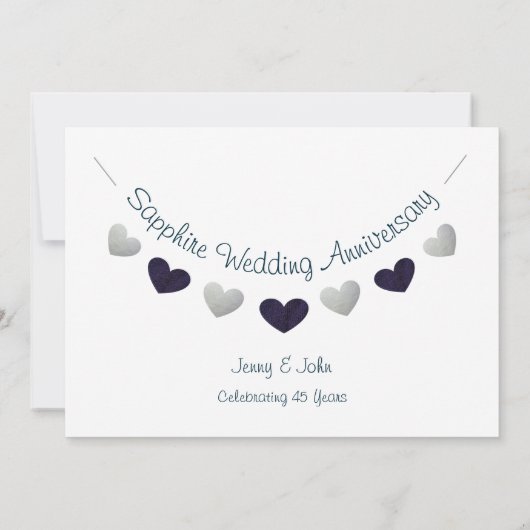 45周年サファイア結婚記念日招待状 招待状 (裏面)