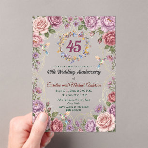 45周年サファイア 結婚記念日 ハチドリ アクリル招待状