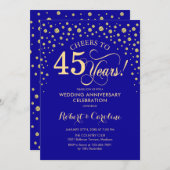 45周年パーティー - サファイアブルー ゴールド 招待状 (正面/裏面)