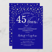 45周年パーティー - シルバー サファイア ブルー 招待状 (正面/裏面)