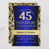 45周年パーティー - ブルー ゴールド 招待状 (正面/裏面)
