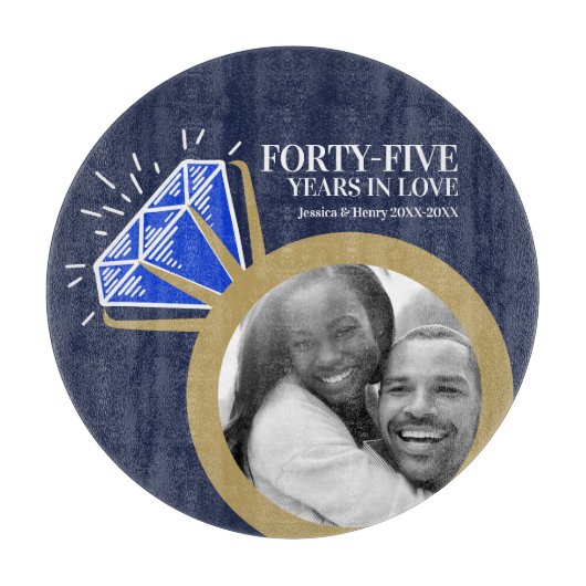 45周年結婚記念パーティー サファイア カッティングボード (正面)