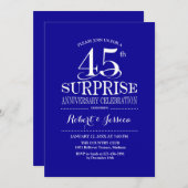 45周年結婚記念日のサプライズ - 青と白 招待状 (正面/裏面)