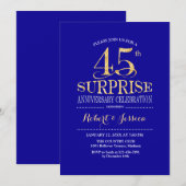 45周年結婚記念日のサプライズ - 青金 招待状 (正面/裏面)