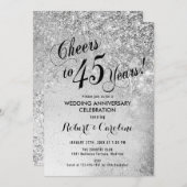45周年結婚記念日のシルバー 招待状 (正面/裏面)