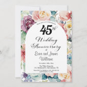 45周年結婚記念日 エレガントなスクリプト フラワー 招待状 (正面)