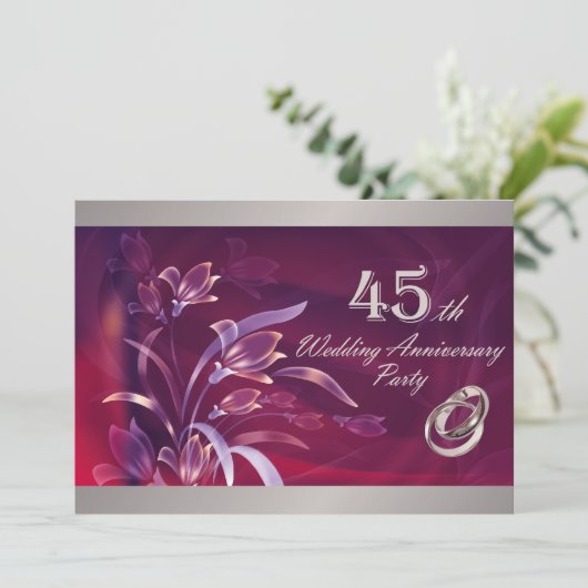 45周年結婚記念日 エレガントフラワー パーティー 招待状 (スタンド正面)