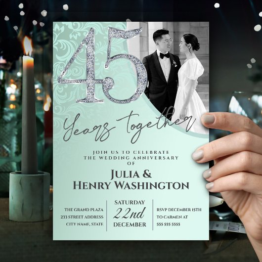 45周年結婚記念日 オーナメント デザイン 招待状