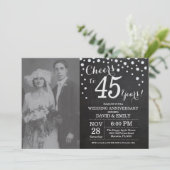 45周年結婚記念日 黒板 ブラック シルバー 招待状 (スタンド正面)