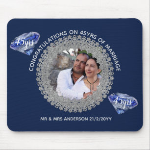 45周年結婚- ADD PHOTO Sapphire Blue マウスパッド