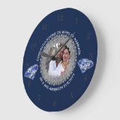 45周年結婚- ADD PHOTO Sapphire Blue ラージ壁時計 (傾斜)