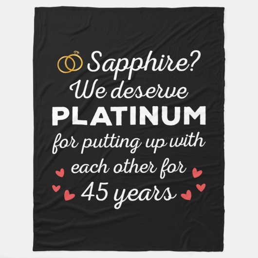 45周年結婚I – サファイアカップルおもしろい フリースブランケット (正面)