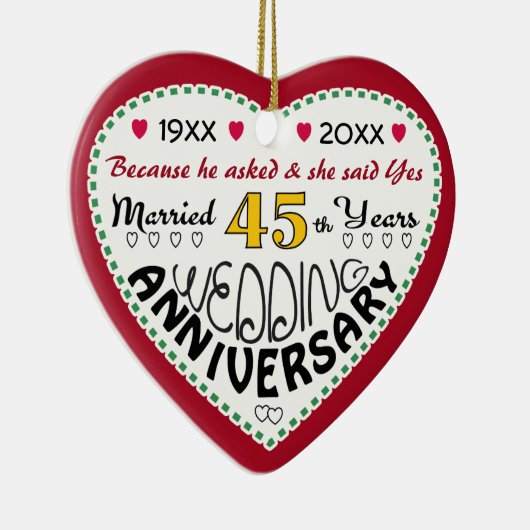 45周年記念ギフトハート型クリスマス セラミックオーナメント (右)