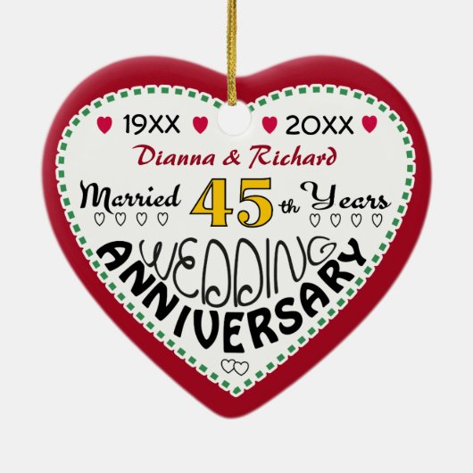 45周年記念ギフトハート型クリスマス セラミックオーナメント (裏面)