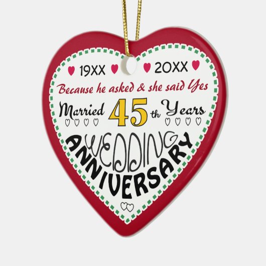 45周年記念ギフトハート型クリスマス セラミックオーナメント (左)