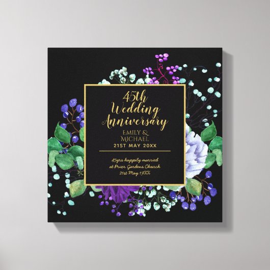 45周年記念ギフト サファイアブルーの花 キャンバスプリント (正面)