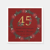 45周年記念クリスマスナパーソナライズされたプキンス スタンダードカクテルナプキン (正面)