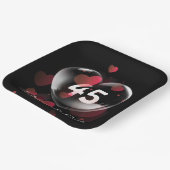 45周年記念ハートバブル赤いハート ペーパープレート (傾斜あり)