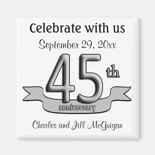 45周年記念パーティーの好意を保存 マグネット (正面)