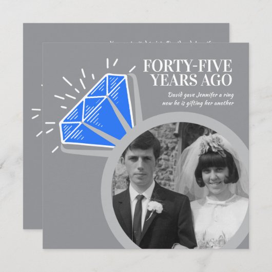 45周年記念パーティー サファイア リング 2枚の写真 招待状 (正面/裏面)