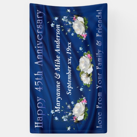 45周年記念ホワイトローズとサファイア 横断幕 (縦)