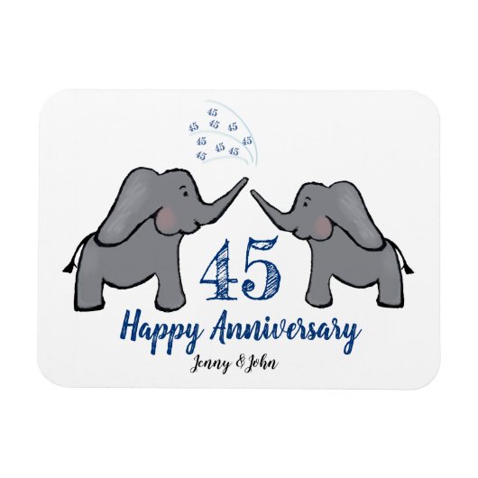 45周年記念結婚かわいいゾウ マグネット (横)