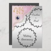 45周年記念結婚エンボスシルバーバラ金ゴールド 招待状 (正面/裏面)