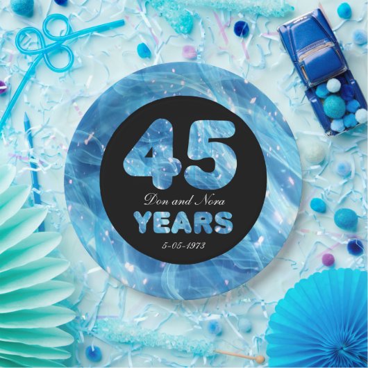 45周年記念結婚サファイアパーティー灯 ペーパープレート (パーティー)