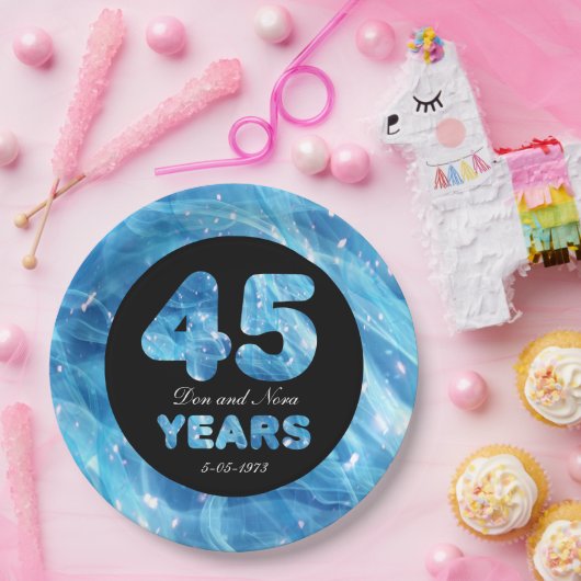 45周年記念結婚サファイアパーティー灯 ペーパープレート (パーティー)