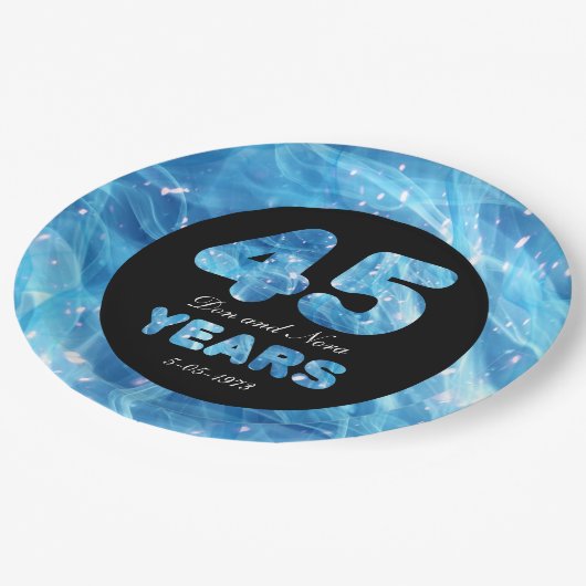 45周年記念結婚サファイアパーティー灯 ペーパープレート (アングル)