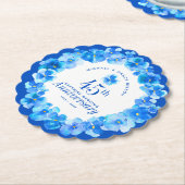 45周年記念結婚パーティーサファイアブルー ペーパーコースター (アングル)