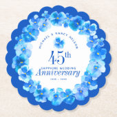 45周年記念結婚パーティーサファイアブルー ペーパーコースター (正面)