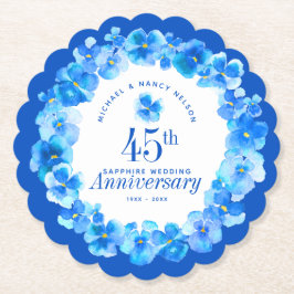45周年記念結婚パーティーサファイアブルー ペーパーコースター