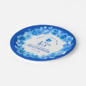 45周年記念結婚パーティーサファイアブルー ペーパープレート (アングル)