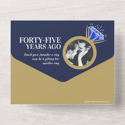45周年記念結婚パーティーブルーサファイアリング オールインワン招待状 (裏面)