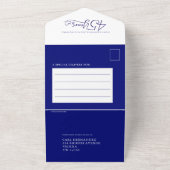 45周年記念結婚夕食青RSVP写真 オールインワン招待状 (外側)