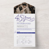 45周年記念結婚夕食青RSVP写真 オールインワン招待状 (内側)