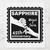 45周年記念結婚的サファイヤ手 ワインラベル (シングルラベル)